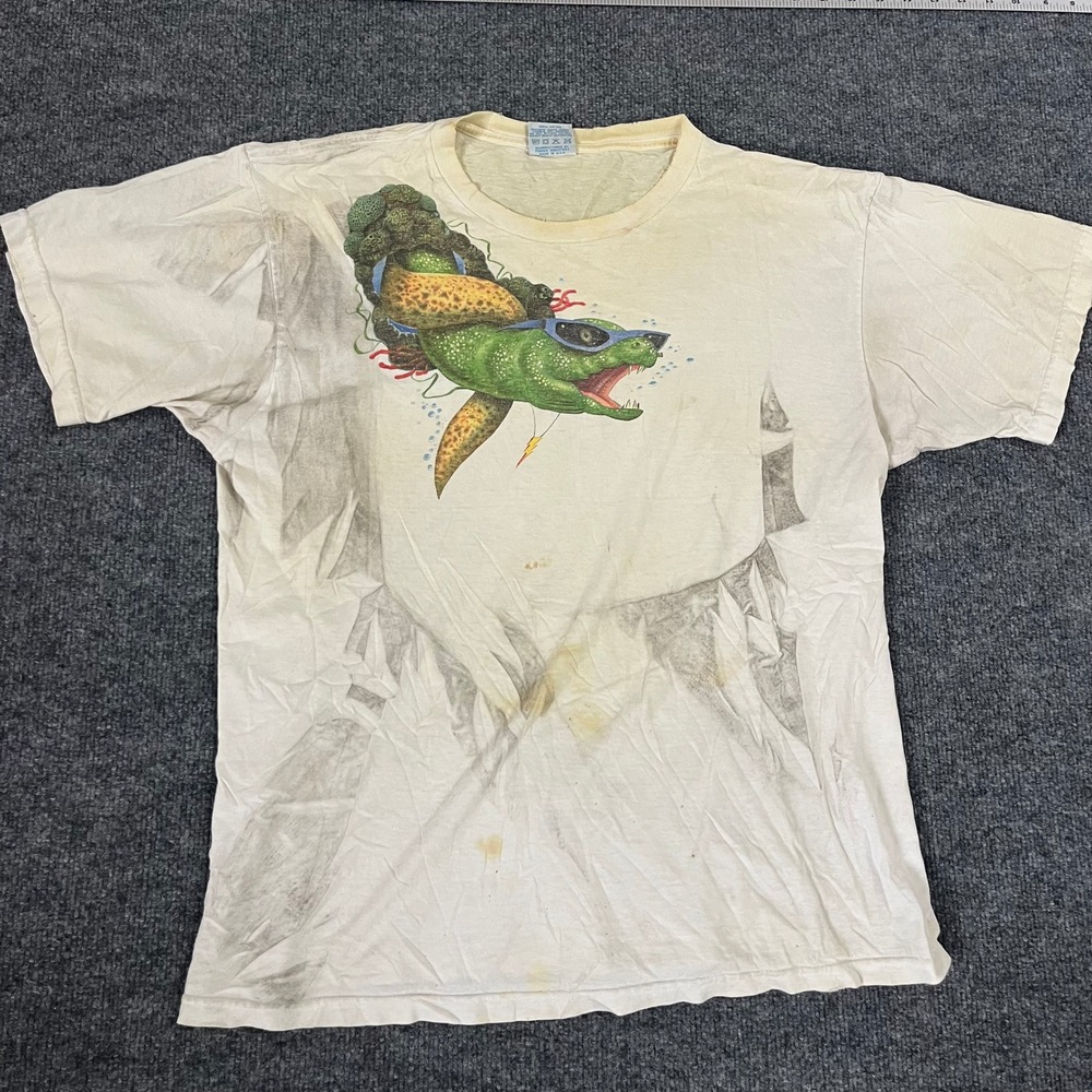 Caribbean Soul T-Shirt Mens XL White Cotton Vintage Moray Eel Graphic USA Made